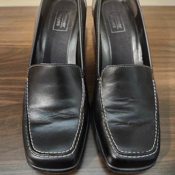 Black Loafer-Style Heels - Picture 1 of 7